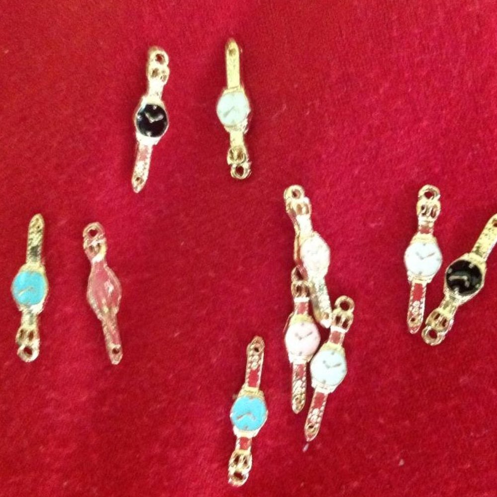 LACQUERED DANGLE CHARM BRACELET WATCHES